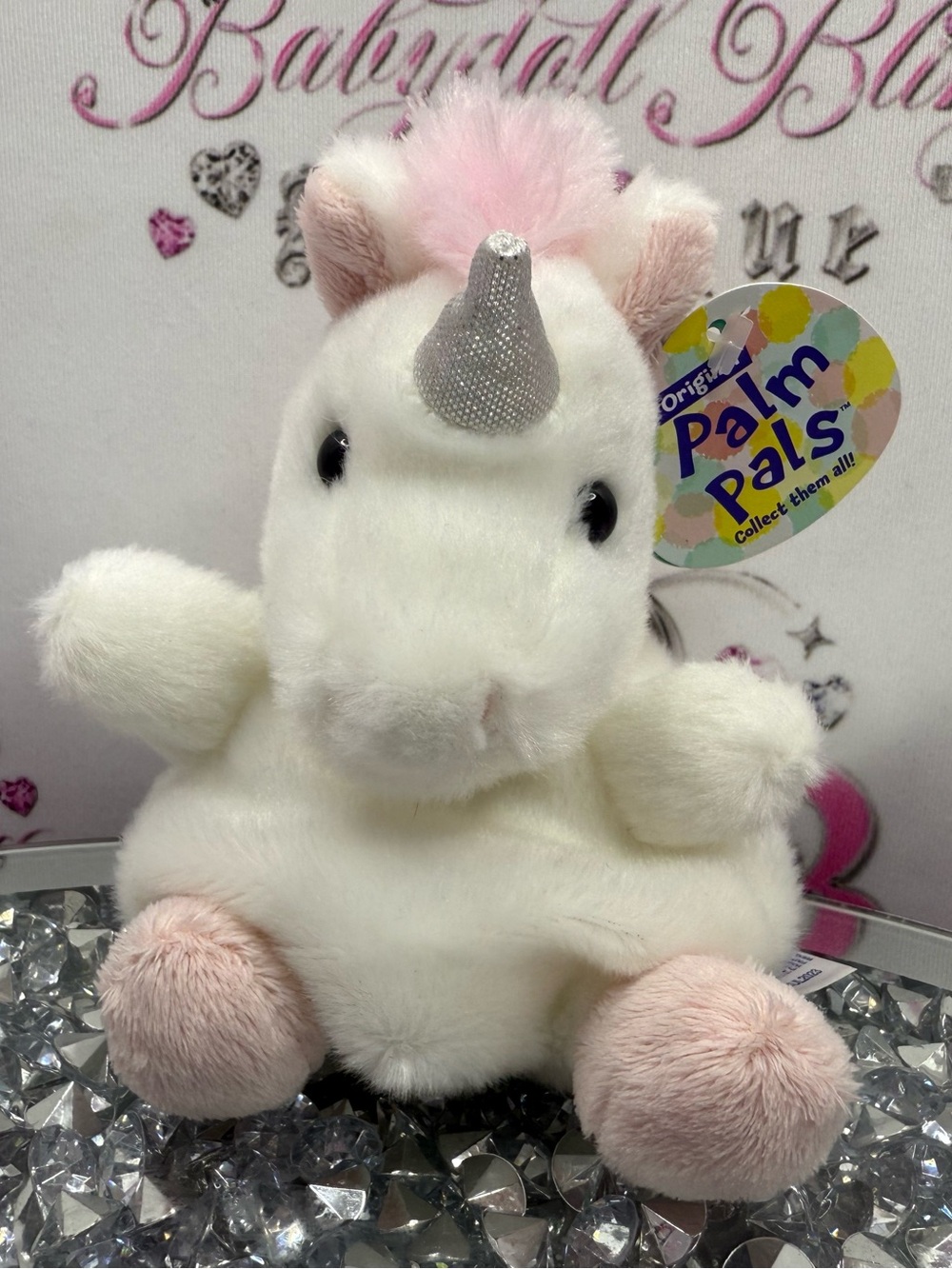 Palm Pals SASSY UNICORN White & Pink Plush Unicorn Stuffed Animal